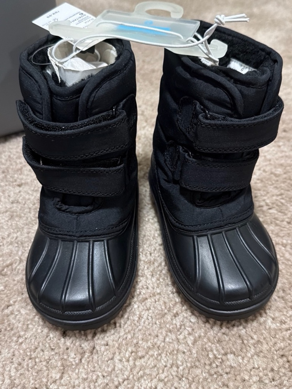 The Children's Place Kids Black Waterproof Winter Boots with Dual Straps